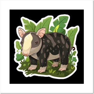 Cute Mountain Tapir Illustration - Adorable Animal Art Posters and Art